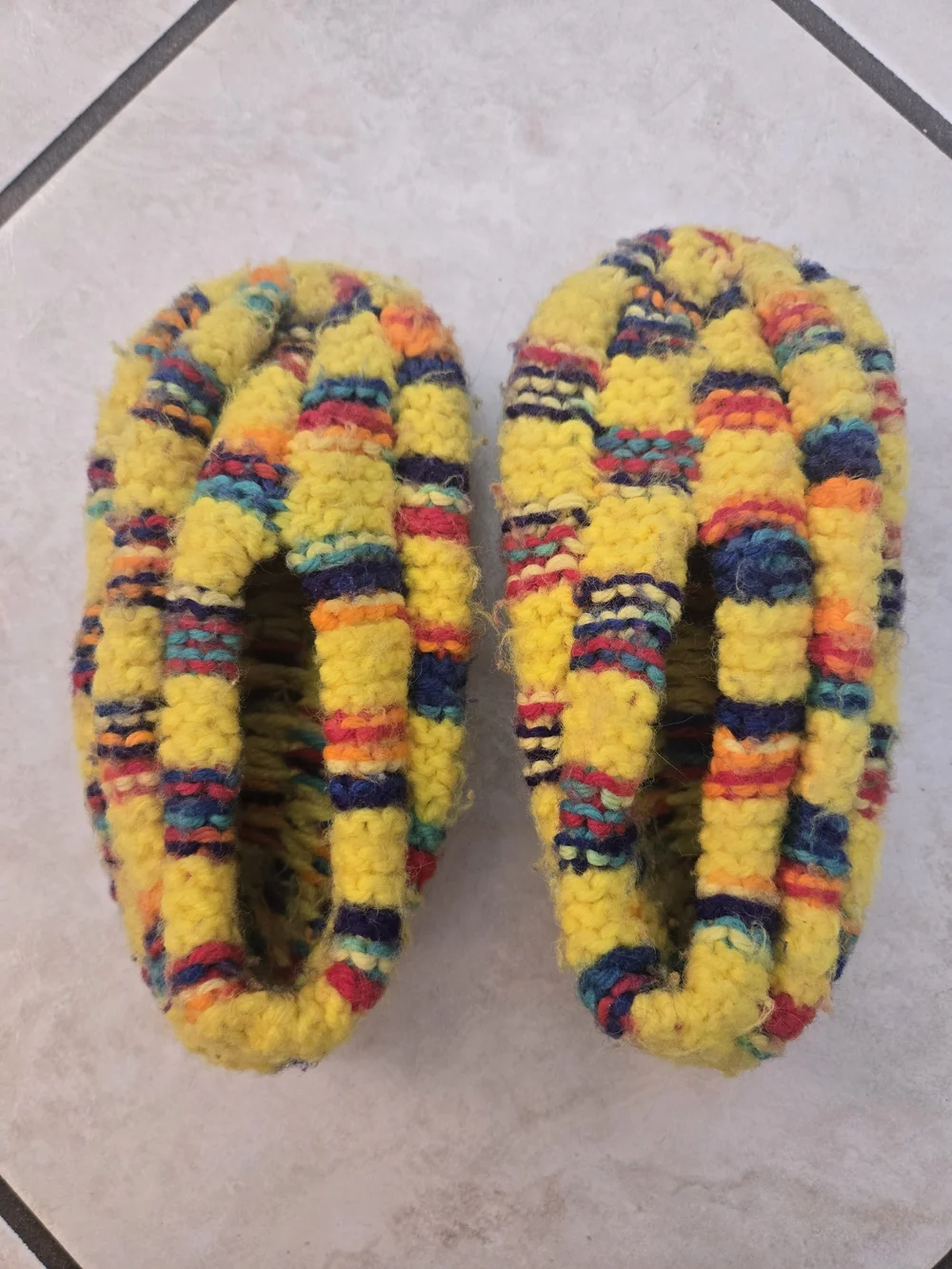 Handmade Yellow Multicolor Cozy Slippers Kids